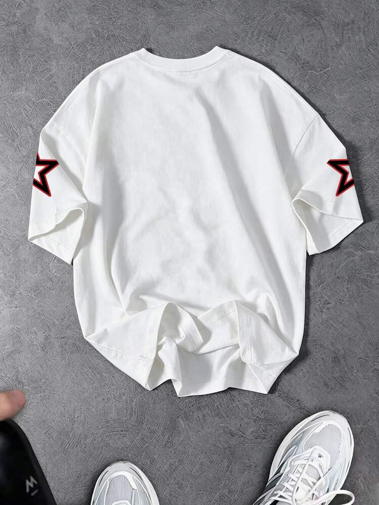 Sport MetroGents Men's Letter & Number Print Casual Daily & Sports T-Shirt, Gym - White - View 2