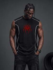 Sport MetroGents Men's Spider Print Casual Fitness Sports Tank Top, Gym - Multicolor - View 3