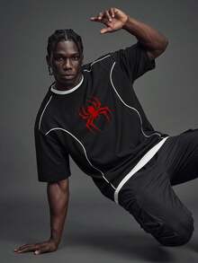 Sport MetroGents Men's Spider Print Casual Fitness Sports T-Shirt, Gym - Black - View 6