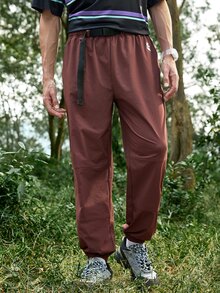 Sport MetroGents Men's Solid Color Patchwork Printed Simple Casual Outdoor Sweatpants & Joggers - Rust Brown - View 3