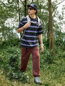 Sport MetroGents Men's Solid Color Patchwork Printed Simple Casual Outdoor Sweatpants & Joggers - Rust Brown - View 6