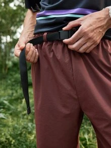 Sport MetroGents Men's Solid Color Patchwork Printed Simple Casual Outdoor Sweatpants & Joggers - Rust Brown - View 5