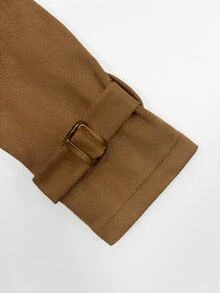 SHEIN Spring Caramel Color Lapel Short Jacket With Matching Waist Tie, Elegant Style, Suitable For Graduation, Christmas, Commuting, Vacation And Other Occasions. Women's Casual Jacket - Brown - View 7