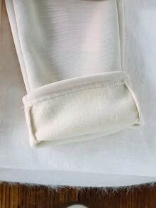 SHEIN Playful Pals 2件組少女針織運動衫套裝，單面保暖內裡半拉鍊上衣，休閒經典百搭淺麻灰色，適合秋冬穿著 - 杏色 - 查看 3