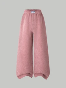 SHEIN 青少年女孩秋季套裝 連帽長袖開襟短夾克 灰粉色細肩帶上衣 鬆緊腰寬腿長褲 校園風 白色 80年代可愛風 - 粉色 - 查看 6