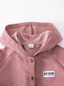 SHEIN 青少年女孩秋季套裝 連帽長袖開襟短夾克 灰粉色細肩帶上衣 鬆緊腰寬腿長褲 校園風 白色 80年代可愛風 - 粉色 - 查看 7