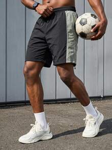 Sport MetroGents 男士时尚运动短裤，适合夏季健身服跑步短裤 - 黑色 - 查看 1