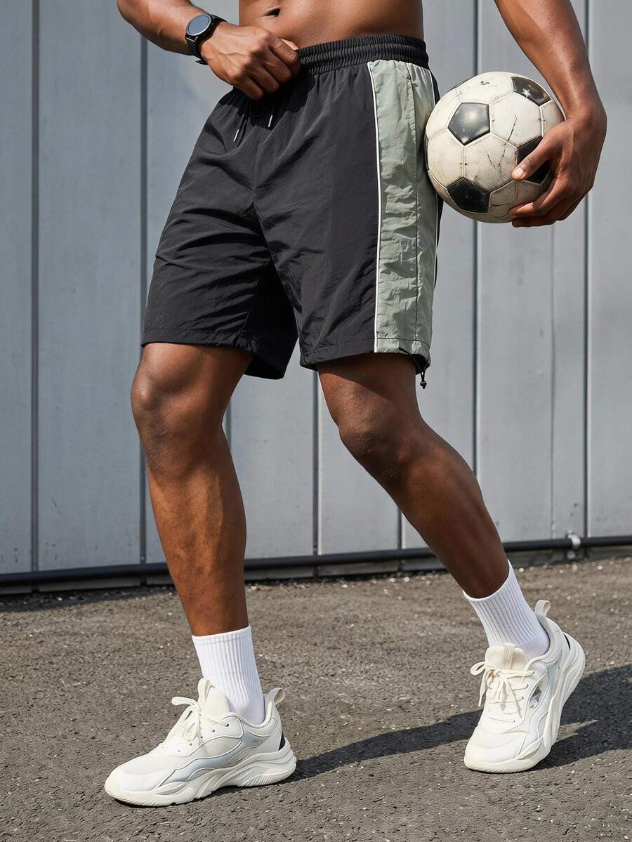 Sport MetroGents 男士时尚运动短裤,适合夏季健身服跑步短裤 - 黑色 - 查看 1