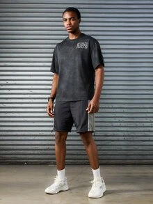 Sport MetroGents 男士时尚运动短裤，适合夏季健身服跑步短裤 - 黑色 - 查看 6