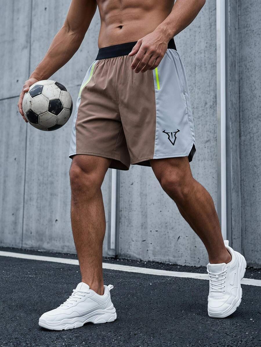 Sport MetroGents 1条男士印花撞色弹力腰带运动短裤,夏季款 - 彩色 - 查看 1