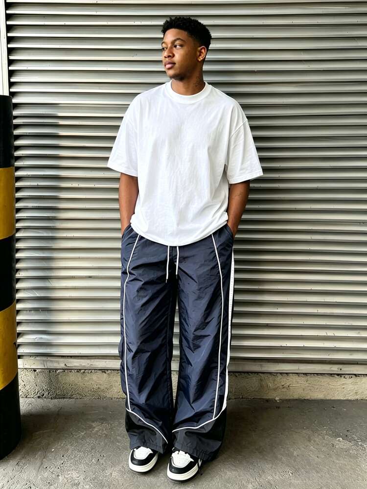 Gym Rark Men's Casual Versatile Striped Design Straight Leg Sports Pants, Suitable For Everyday Wear, Summer & All Seasons, Gym - Blue - View 7