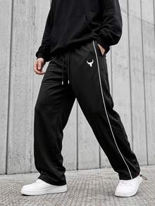 Sport MetroGents 男士休閒抽繩腰運動長褲，健身房適用 - 黑色 - 查看 1