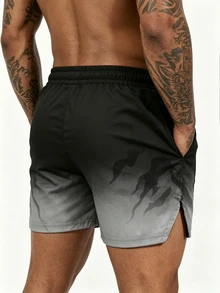 Sport MetroGents Men's Letter Print Drawstring Waist Pocket Sports Shorts, Gym - Multicolor - View 2