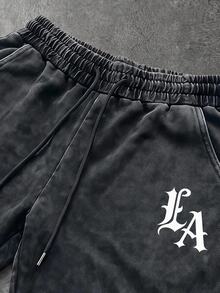 Sport MetroGents 男士字母印花抽繩腰口袋運動短褲 - 彩色 - 查看 3