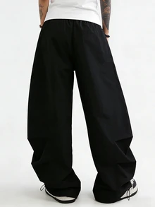 Sport MetroGents Men's Casual Fashion Street Contrast Piping Drawstring Waist Loose Fit Sweatpants, Gym - Black - View 2