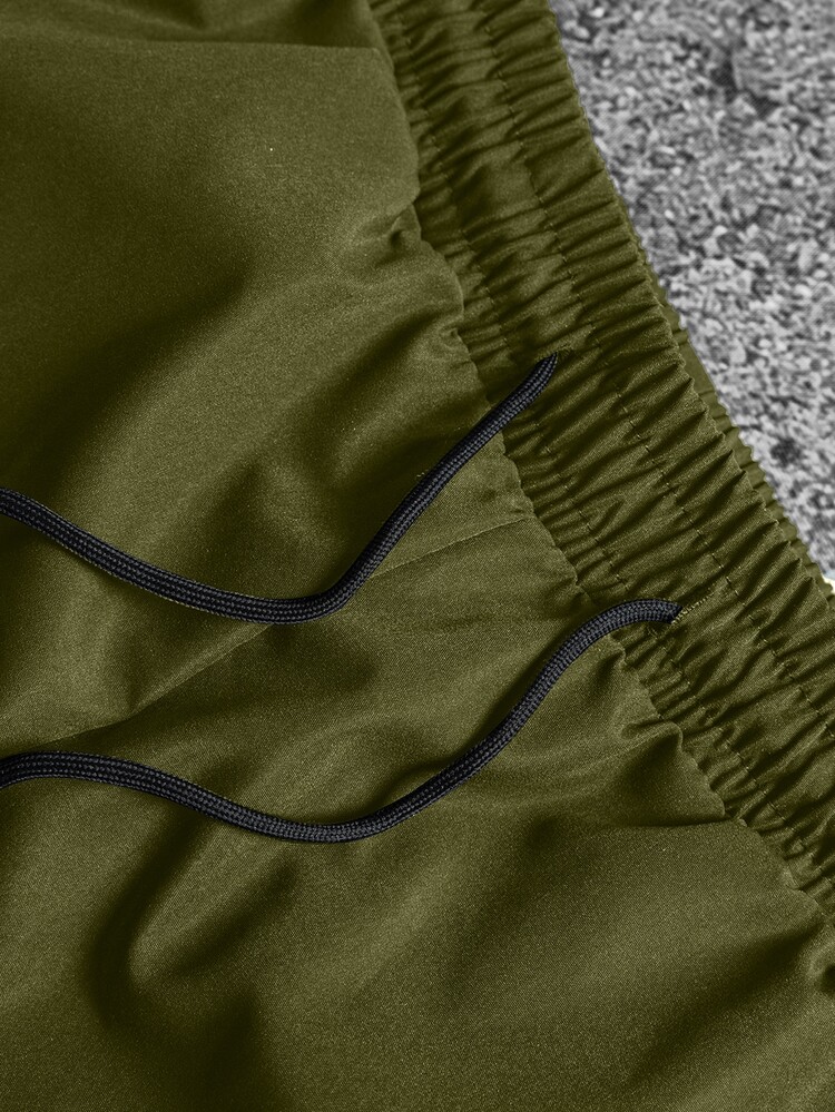 Sport MetroGents Men's Casual Comfortable Versatile Straight Leg Patchwork Sweatpants - Army Green - View 3