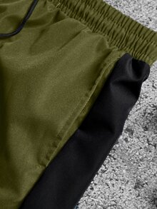 Sport MetroGents 男士休闲舒适百搭直筒拼接运动裤 - 軍綠色 - 查看 5