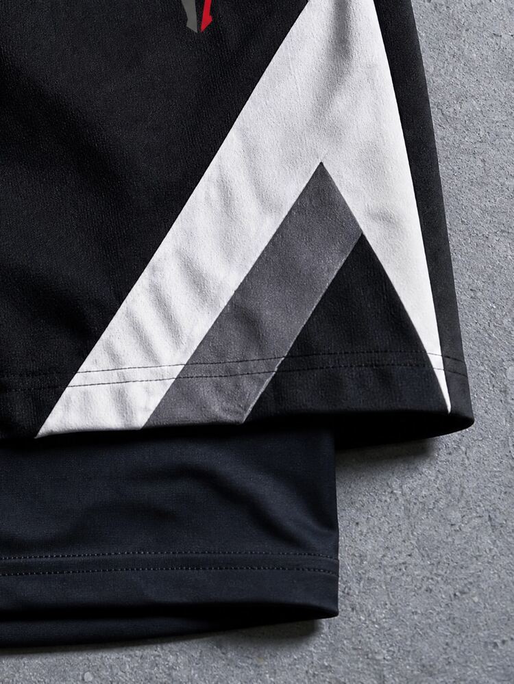 Sport MetroGents Men's Colorblock Patchwork Double Layer Sports Shorts, Gym - Multicolor - View 3