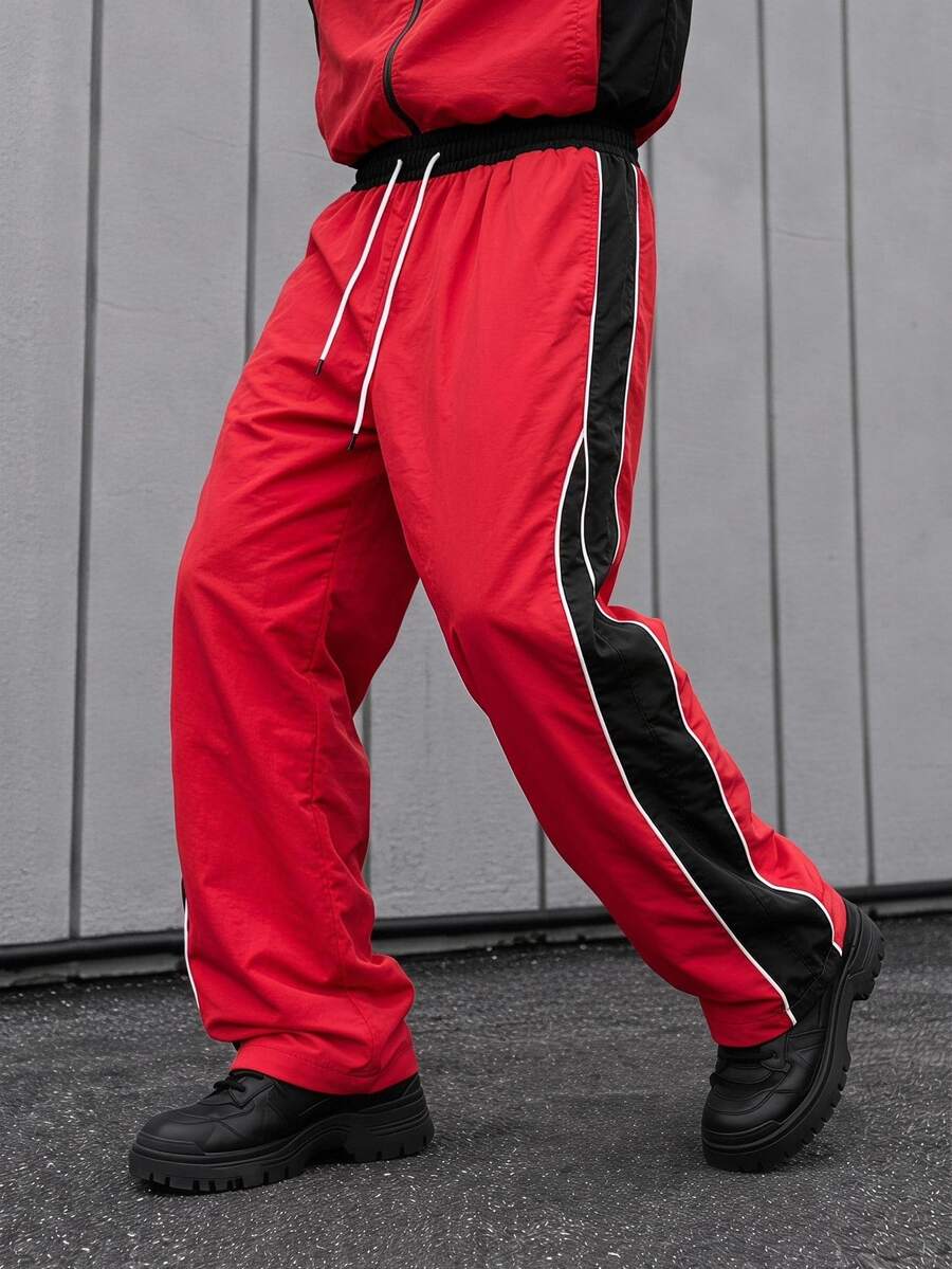 Sport MetroGents Men's Casual Versatile Striped Design Straight Leg Sports Pants, Suitable For Everyday Wear, Summer & All Seasons, Gym, Football