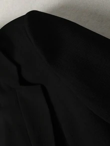 SHEIN LUNE Women's Contrast Grey Stripe Long Sleeve Lapel Neck Black Blazer Fall Cloth For Women - Black - View 6