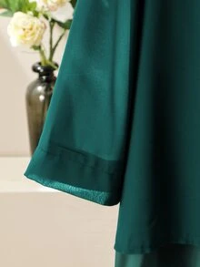 Lacomfia Elegant Solid Color Chiffon Round Neck 3/4 Sleeve Loose Regular Shirt And Elastic Waist Pants Spring/Summer Plus Size 2-Piece Set Fall - Multicolor - View 7