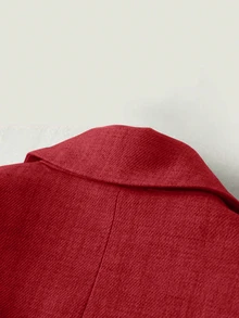 SHEIN LUNE Gray Striped Patchwork Long Sleeve Notched Collar Women Blazer Jacket Fall Cloth For Women - Burgundy - View 6