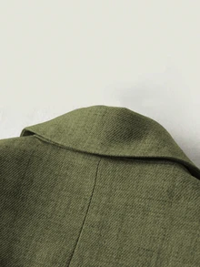 SHEIN LUNE Grey Striped Patchwork Long Sleeve Lapel Women's Blazer Fall Cloth For Women - Green - View 5