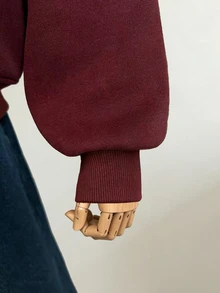 Lalippa Women's Fashion Inspired Design Dropped Shoulder Long Sleeve Zipper Sweatshirt With Pockets, Suitable For Autumn/Winter Wear - Burgundy - View 6