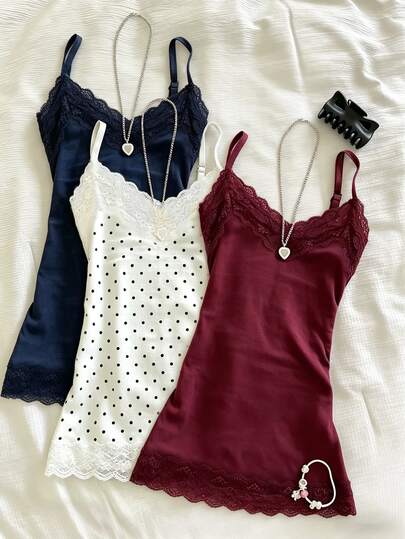 IslaSuriya Lace Patchwork Fitted Camisole For Women