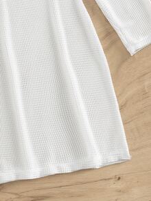 SHEIN Swim Summer Beach Solid Scoop Neck Cover Up Dress Without Bikini Set - White - View 4
