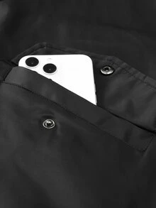 Sport MetroGents Men's Solid Color Long Sleeve Zipper Collar Casual Baseball Sport Jacket - Black - View 4