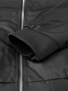 Sport MetroGents Men's Solid Color Long Sleeve Zipper Collar Casual Baseball Sport Jacket - Black - View 3