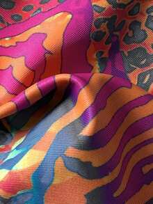 SHEIN Swim Women's Fabric Multicolor All Over Print Halter Bikini Thongs Set With Tie Back Detail - Multicolor - View 7