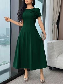 Women Midi Dresses - Dark Gold - View 7