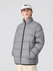Sport MetroGents Jaket Olahraga Pria Model Boyfriend dengan Resleting Polos, , Olahraga - Grey - View 5