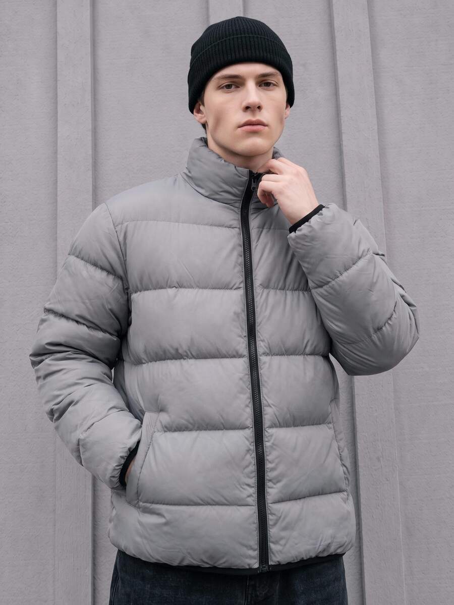 Sport MetroGents Jaket Olahraga Pria Model Boyfriend dengan Resleting Polos, , Olahraga - Grey - View 1