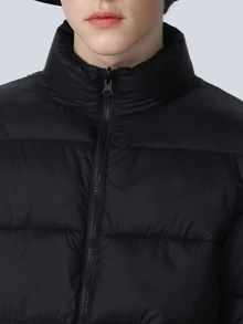 Sport MetroGents Boyfriend Style Men's Solid Color Zipper Front Long Sleeve Jacket, Sports Wear - Black - View 3