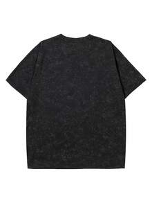 Sport MetroGents Men's Casual Loose Fit Drop Shoulder Printed Short Sleeve T-Shirt Workout Tops Breathable, Gym - Black - View 2