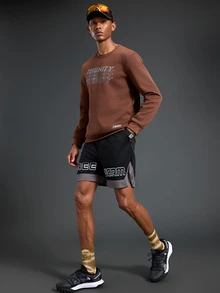 Gym Rark Men's Crew Neck Long Sleeve Letter Print Casual Sports Sweatshirt - Coffee Brown - View 3