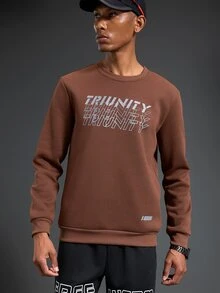Gym Rark Men's Crew Neck Long Sleeve Letter Print Casual Sports Sweatshirt - Coffee Brown - View 6