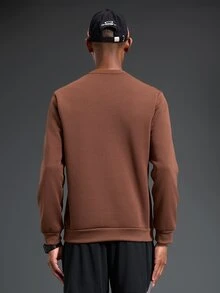 Gym Rark Men's Crew Neck Long Sleeve Letter Print Casual Sports Sweatshirt - Coffee Brown - View 2