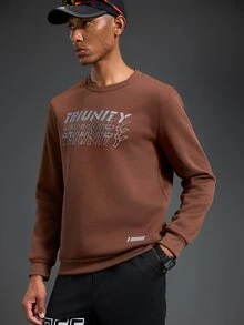 Gym Rark Men's Crew Neck Long Sleeve Letter Print Casual Sports Sweatshirt - Coffee Brown - View 4
