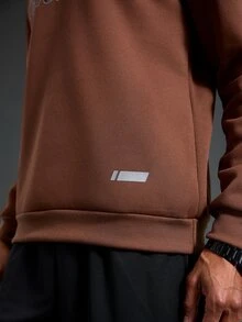 Gym Rark Men's Crew Neck Long Sleeve Letter Print Casual Sports Sweatshirt - Coffee Brown - View 7