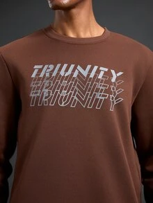 Gym Rark Men's Crew Neck Long Sleeve Letter Print Casual Sports Sweatshirt - Coffee Brown - View 5