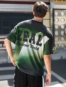 Sport MetroGents Boyfriend Style Men's Numeral Print V-Neck Sports T-Shirt, Suitable For Football Jersey - Multicolor - View 2