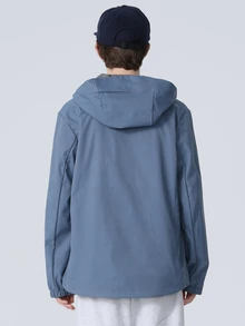 Sport MetroGents Boyfriend Style Men's Casual Full Zip-Up Front Drawstring Hooded Wind Jacket, Active Wear Long Sleeve Zip Up Outdoor Sports Jacket Sports Jacket - Dusty Blue - View 2