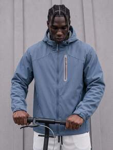 Sport MetroGents Boyfriend Style Men's Casual Full Zip-Up Front Drawstring Hooded Wind Jacket, Active Wear Long Sleeve Zip Up Outdoor Sports Jacket Sports Jacket - Dusty Blue - View 1