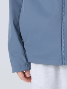 Sport MetroGents Boyfriend Style Men's Casual Full Zip-Up Front Drawstring Hooded Wind Jacket, Active Wear Long Sleeve Zip Up Outdoor Sports Jacket Sports Jacket - Dusty Blue - View 5