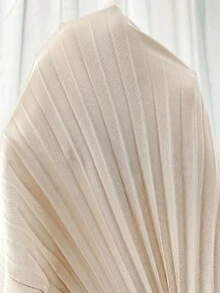 Feyla 女士优雅纯色褶皱长袖连衣裙 - 杏色 - 查看 7