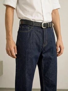 STEELVANCE 男士街頭風休閒藍色牛仔褲 - 深色水洗藍 - 查看 5